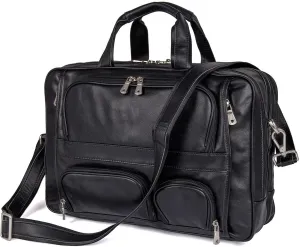 Business Travel Briefcase Genuine Leather Duffel Bags for Men Laptop Bag fits 15.6 inches Laptop