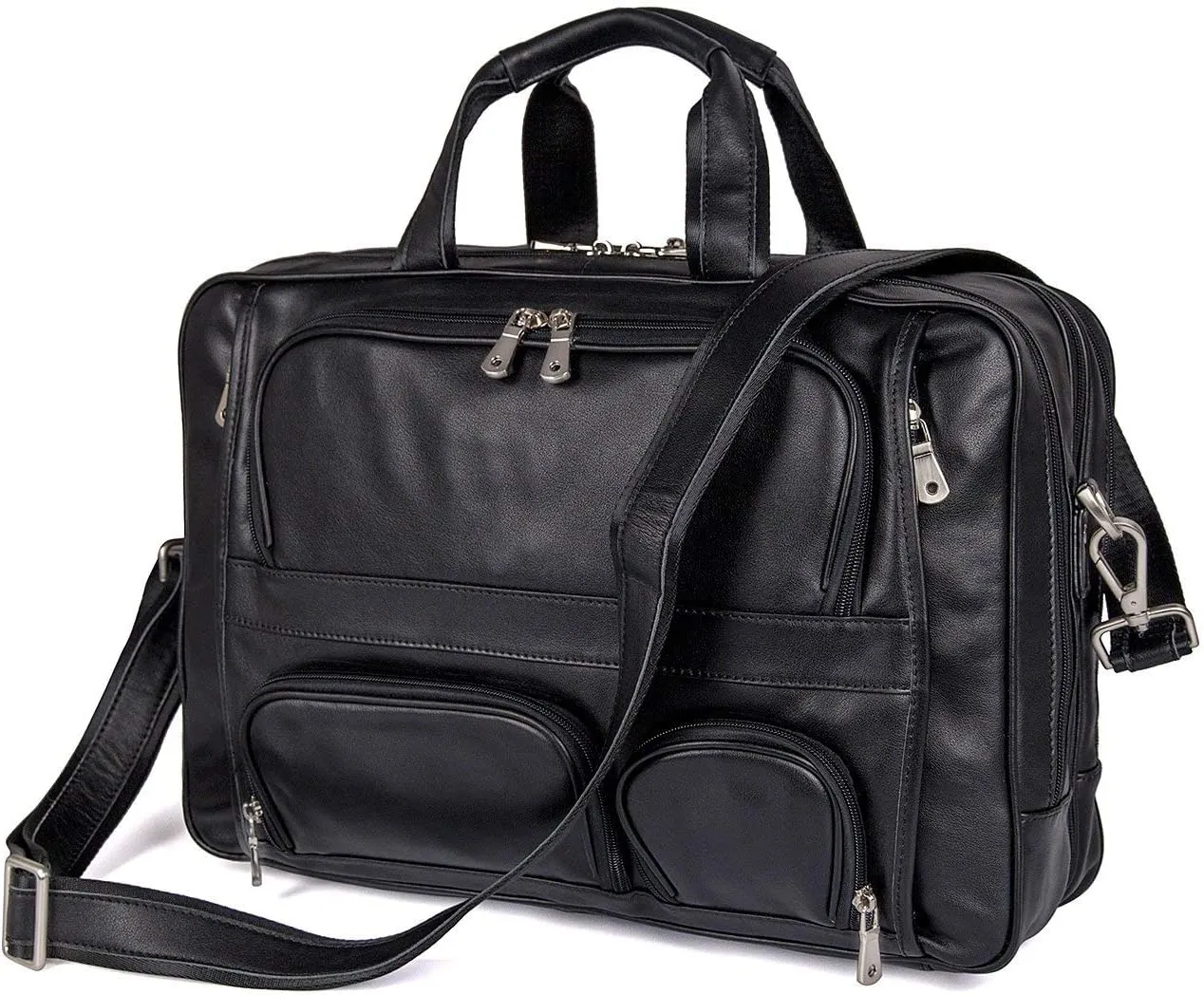 Business Travel Briefcase Genuine Leather Duffel Bags for Men Laptop Bag fits 15.6 inches Laptop