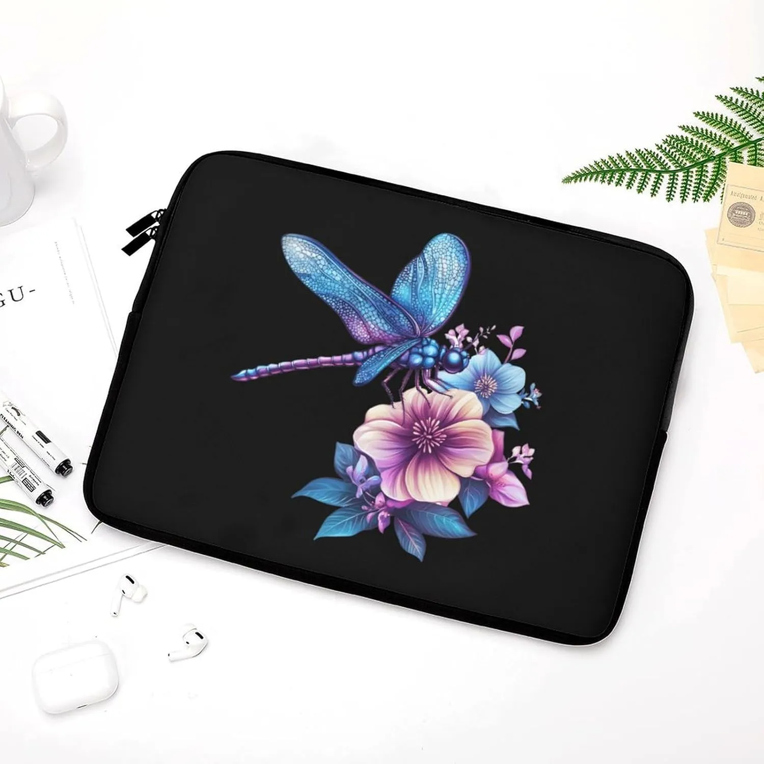 Butterflies with Floral Laptop Case Sleeve Bag 12inch Durable Shockproof Protective Computer Carrying Cover Briefcase