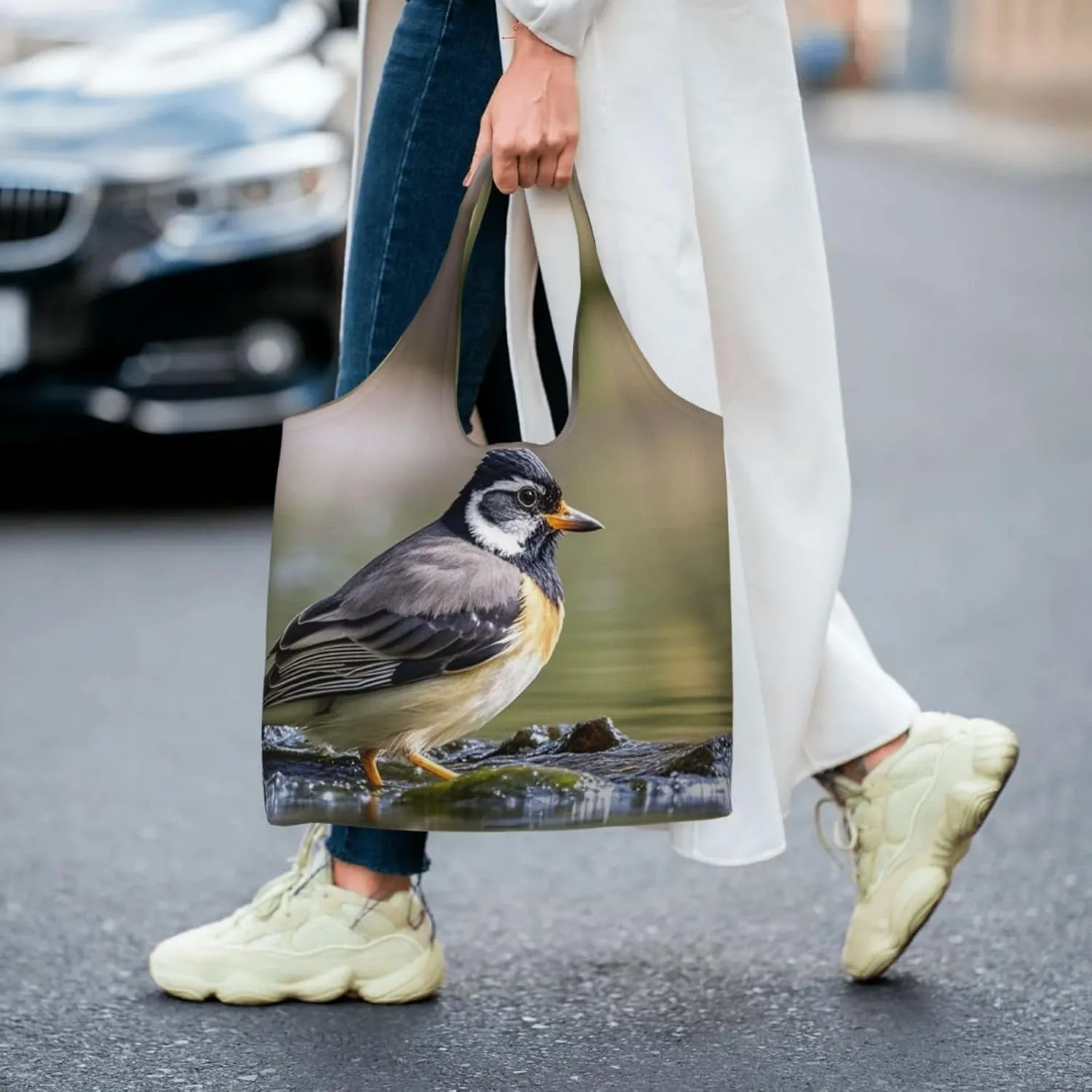 Canvas Tote Bag Reusable Grocery Bags Lightweight Handbag blue and white Tote Bag for Shopping Cloth Bags