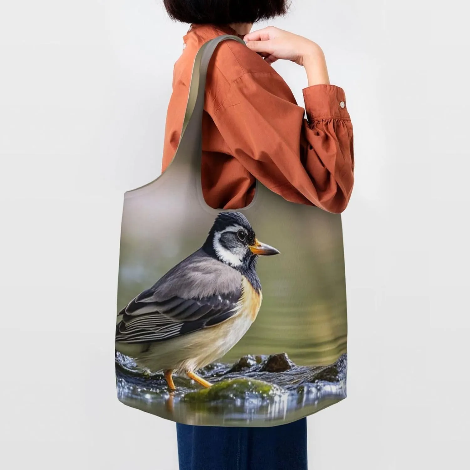 Canvas Tote Bag Reusable Grocery Bags Lightweight Handbag blue and white Tote Bag for Shopping Cloth Bags