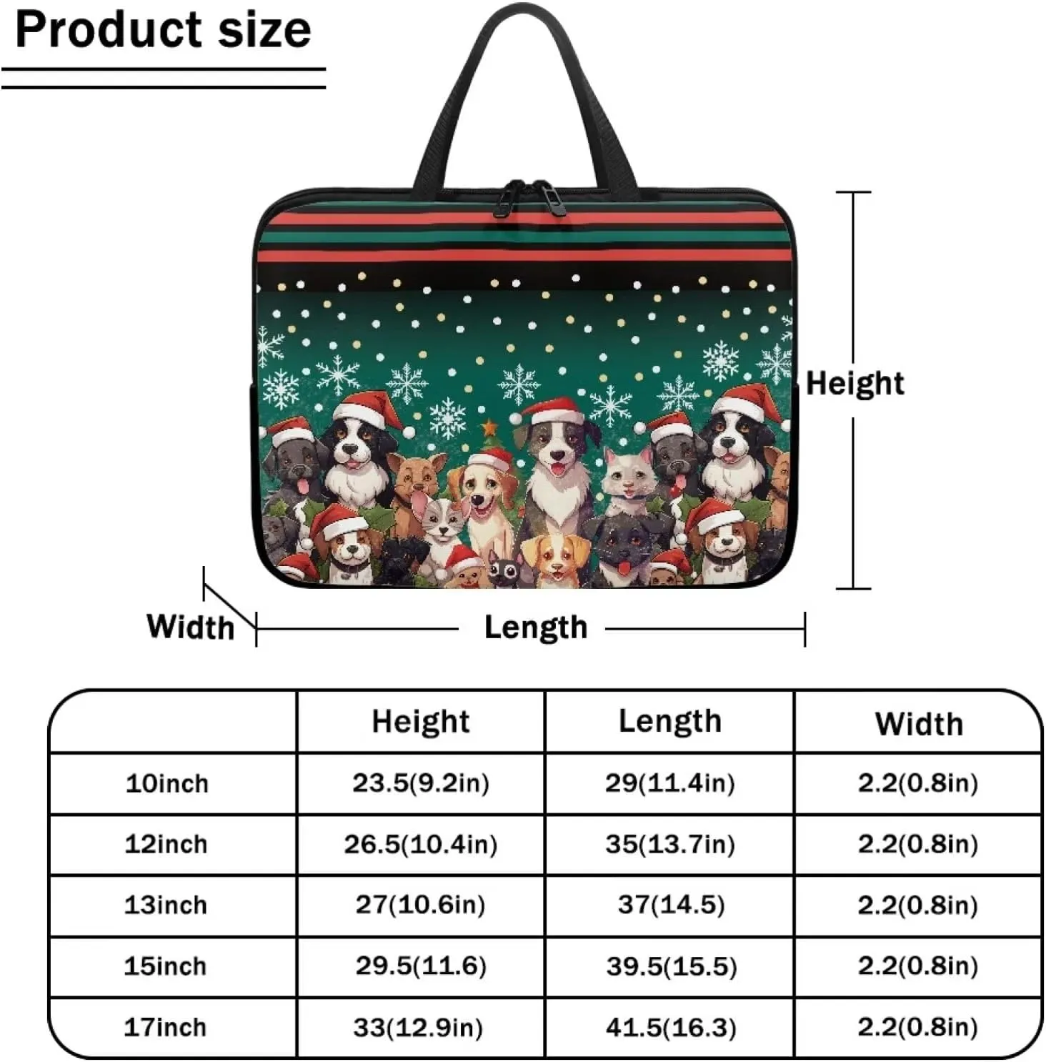 Christmas Dog Cat Hat Laptop Bag Computer Carrying Tablet Carrying Case Briefcases Notebook Cover Slim Laptop Cover for Women Laptop Tote
