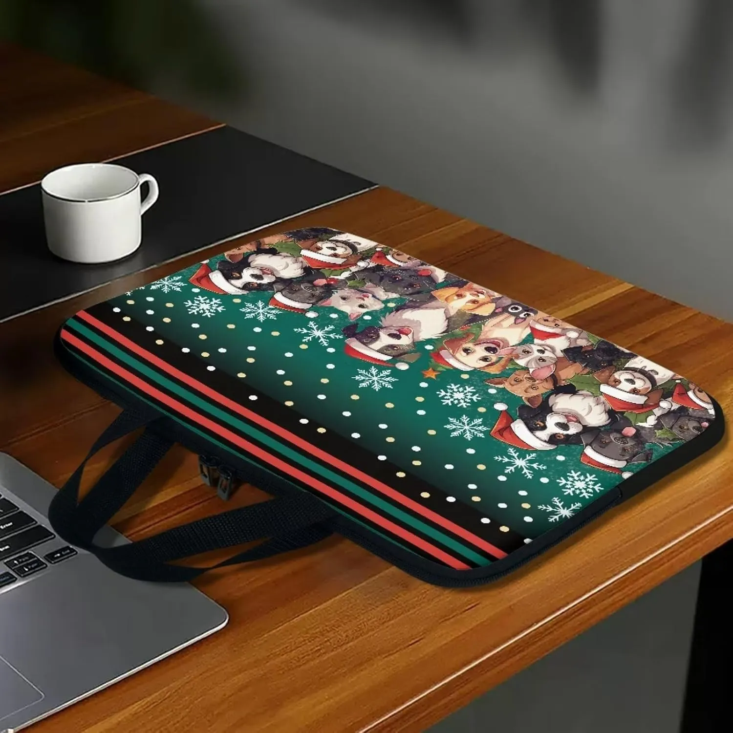 Christmas Dog Cat Hat Laptop Bag Computer Carrying Tablet Carrying Case Briefcases Notebook Cover Slim Laptop Cover for Women Laptop Tote
