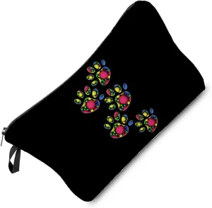 Colorful Puppy Paw Makeup Bag Cute Small Organizer Zipper Pouch Paw Pattern Cosmetic Bag Puppy Birthday Present for Dog Lovers Dog Mom Women Friends Sisters