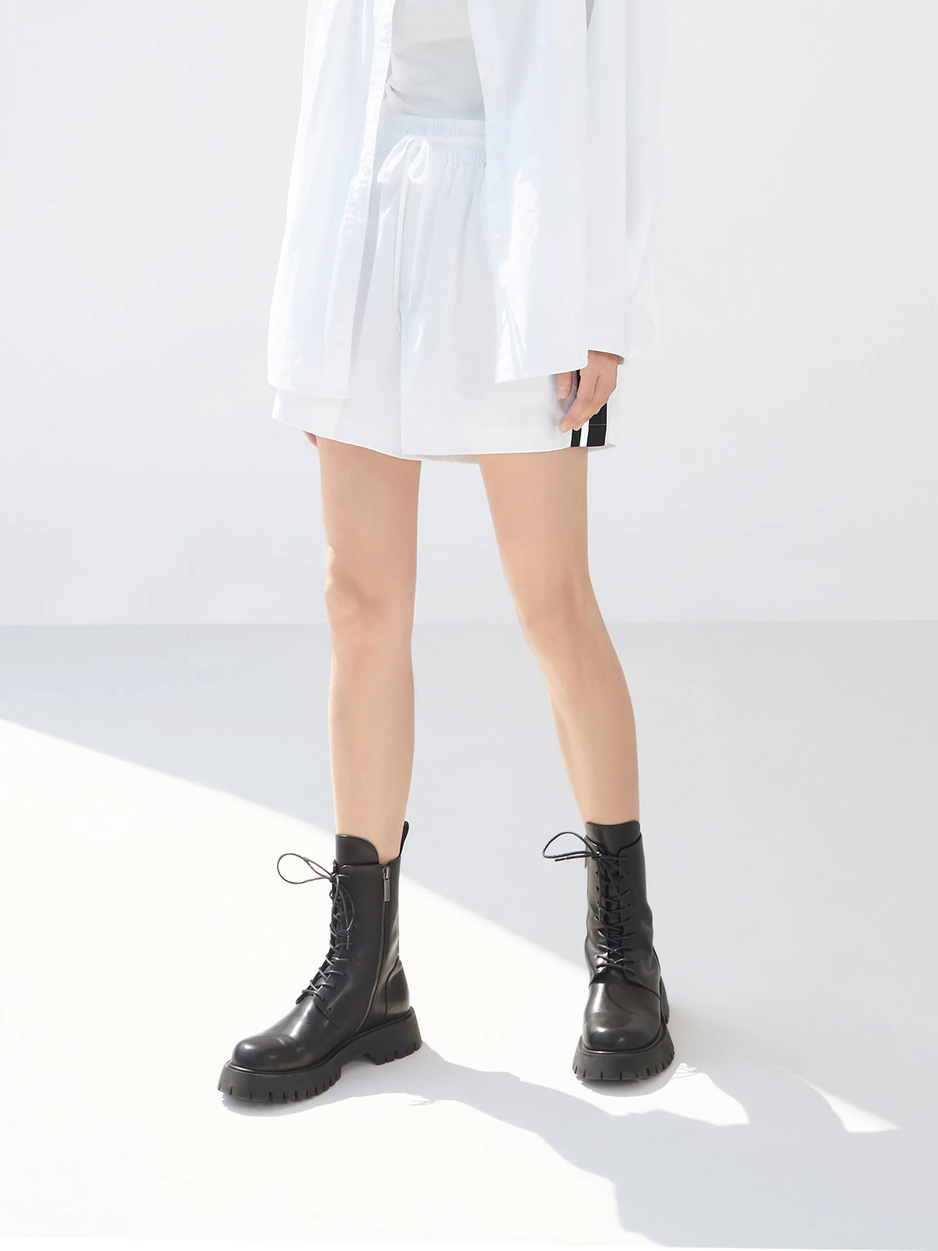Contrast Trim Drawstring Shorts