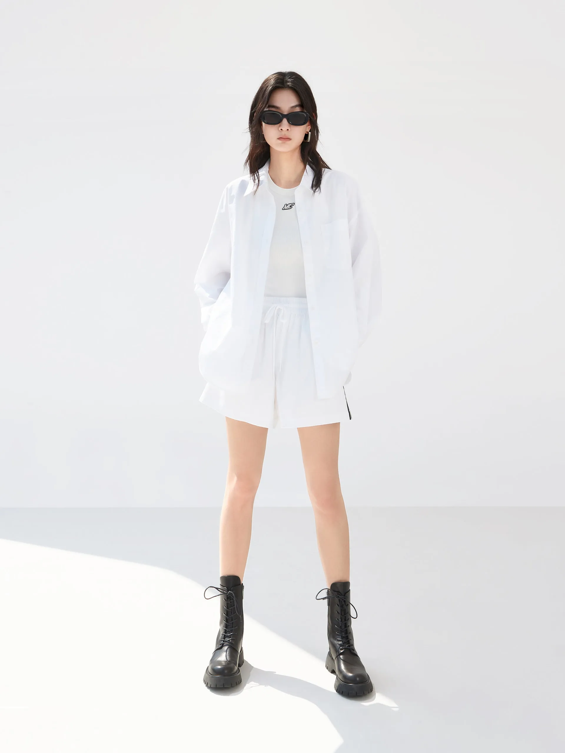 Contrast Trim Drawstring Shorts