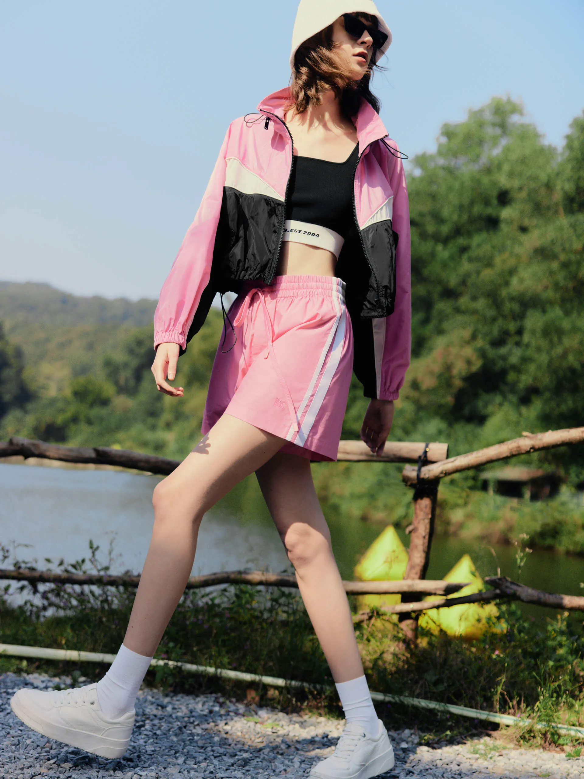 Contrast Trim Drawstring Shorts