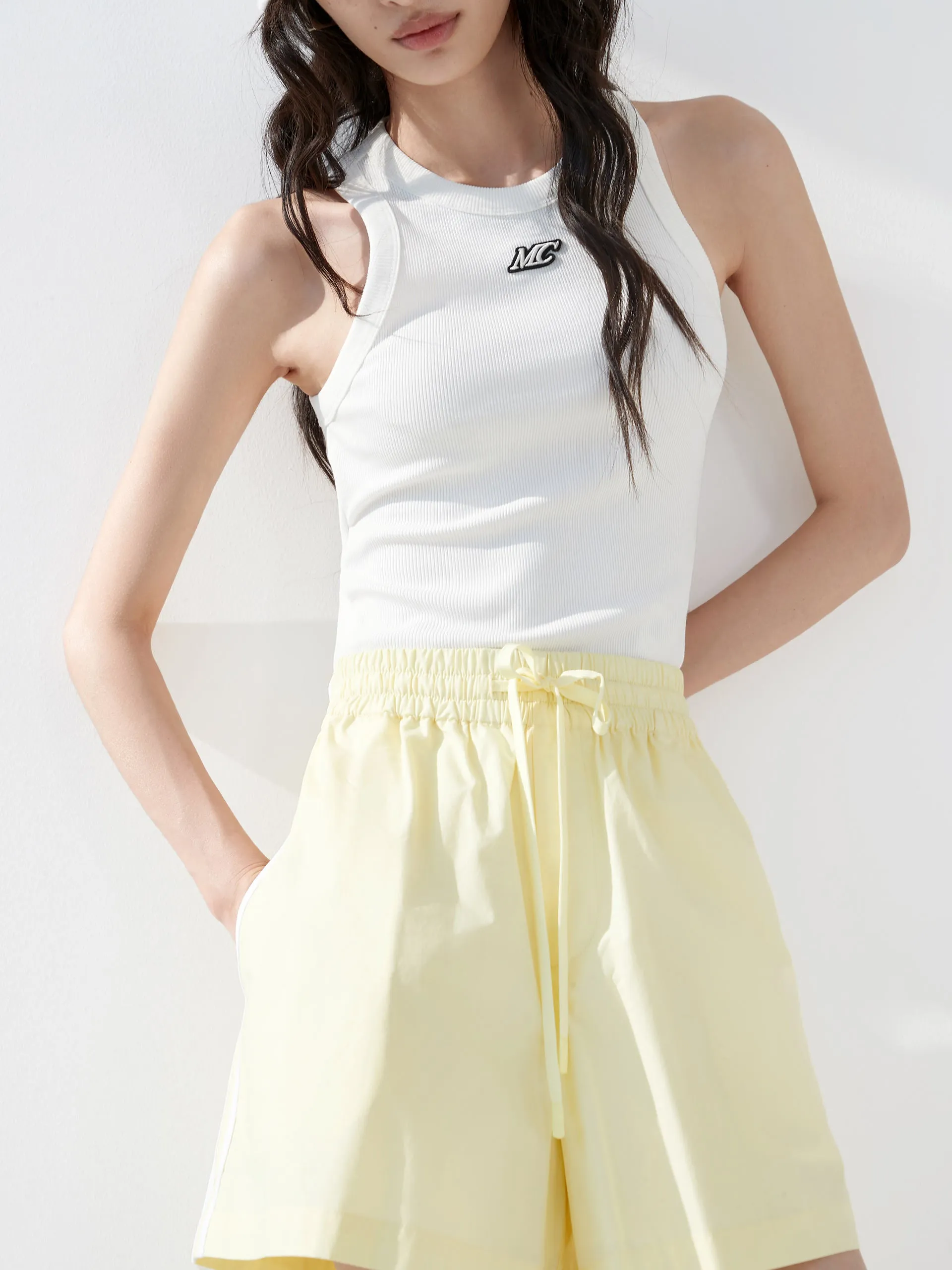 Contrast Trim Drawstring Shorts