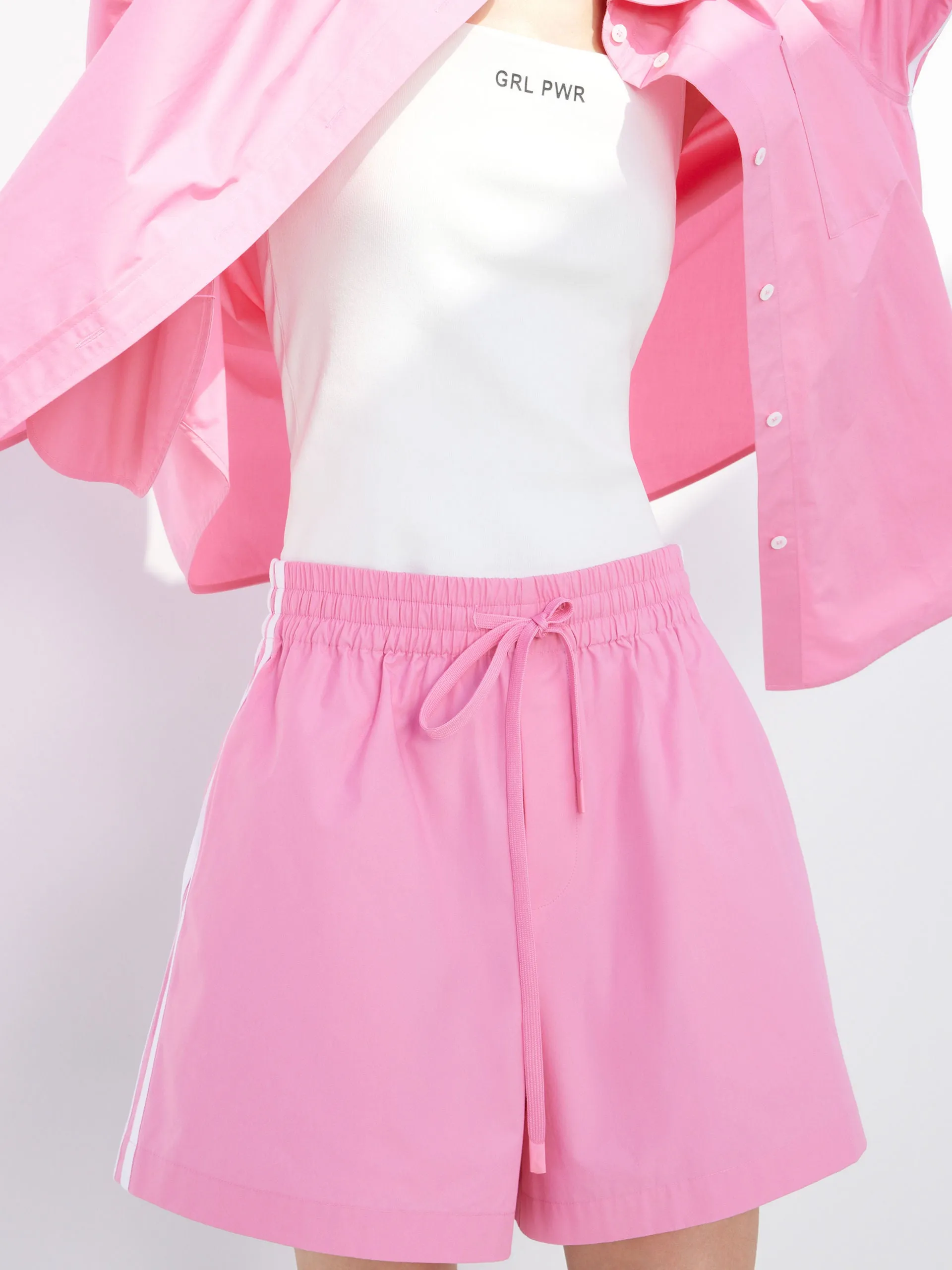 Contrast Trim Drawstring Shorts