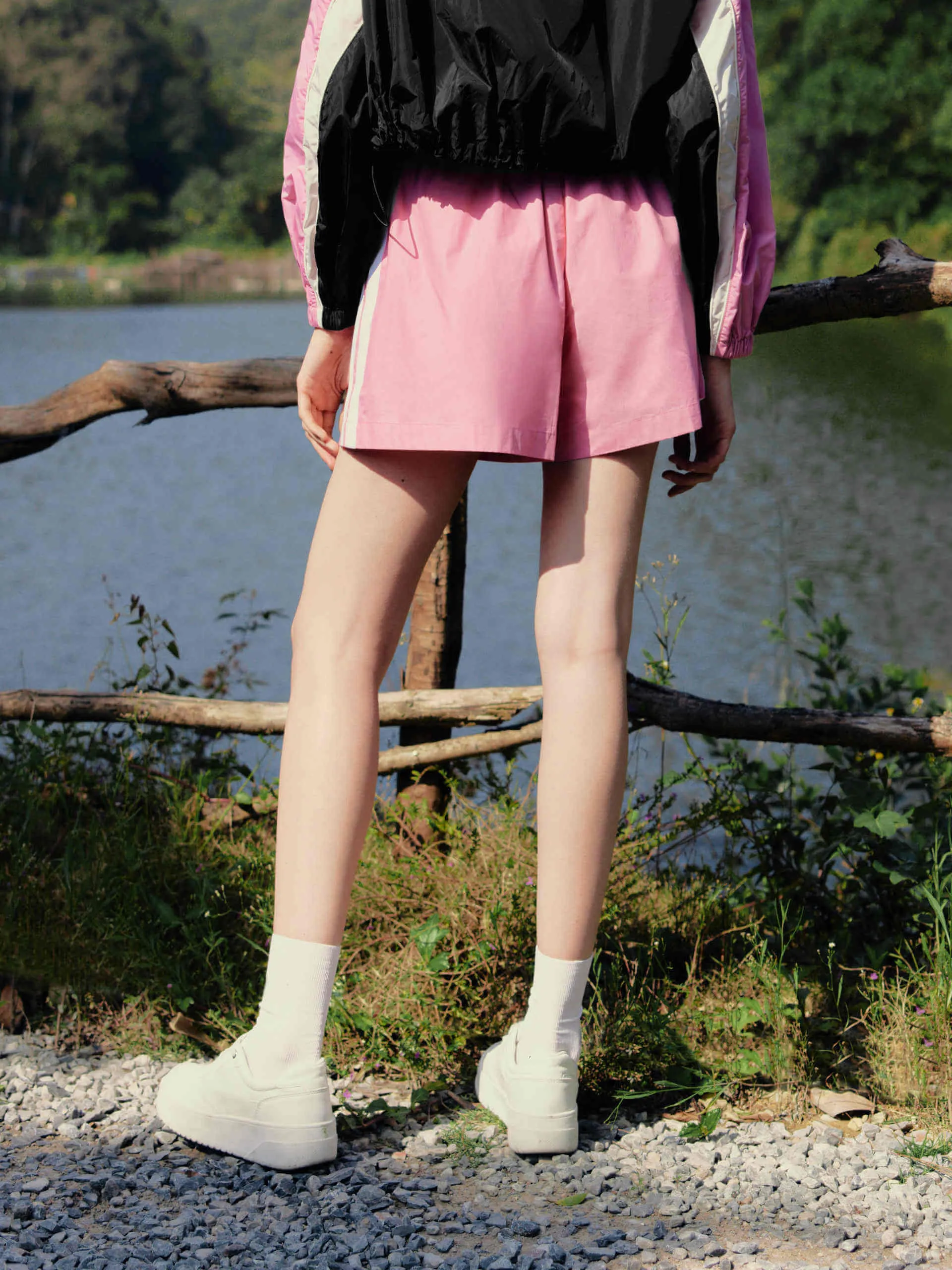 Contrast Trim Drawstring Shorts