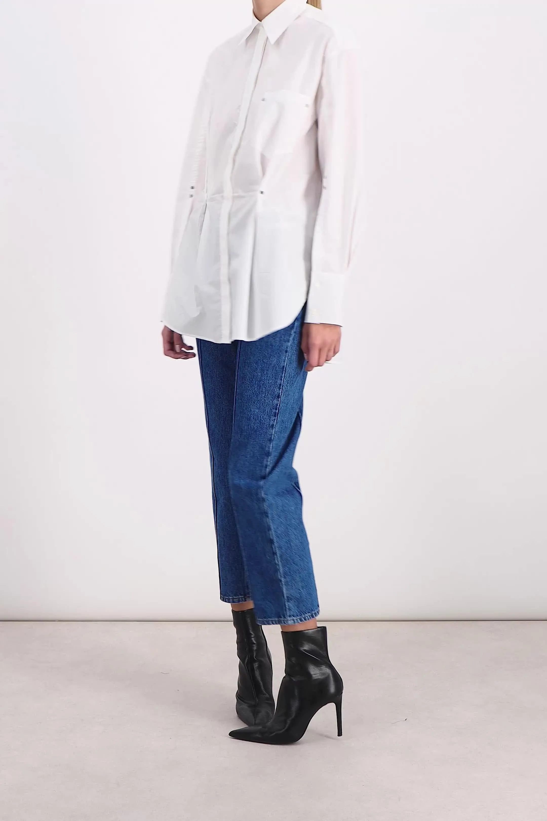 Cropped chain link slim fit jeans