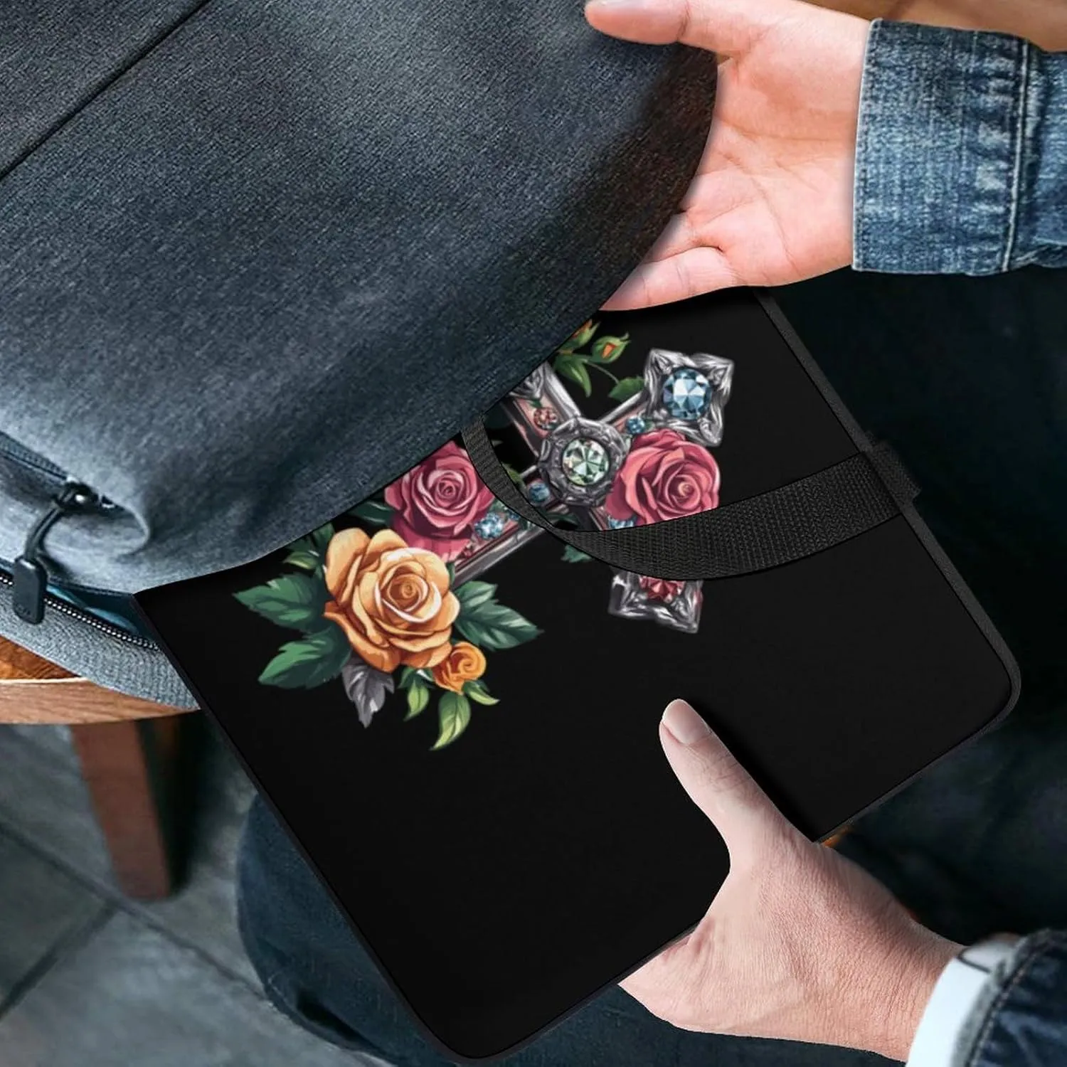 Cross Rose Laptop Case Laptop Bag Laptop Sleeve with Handle Computer Case Carrying Cover 10inch