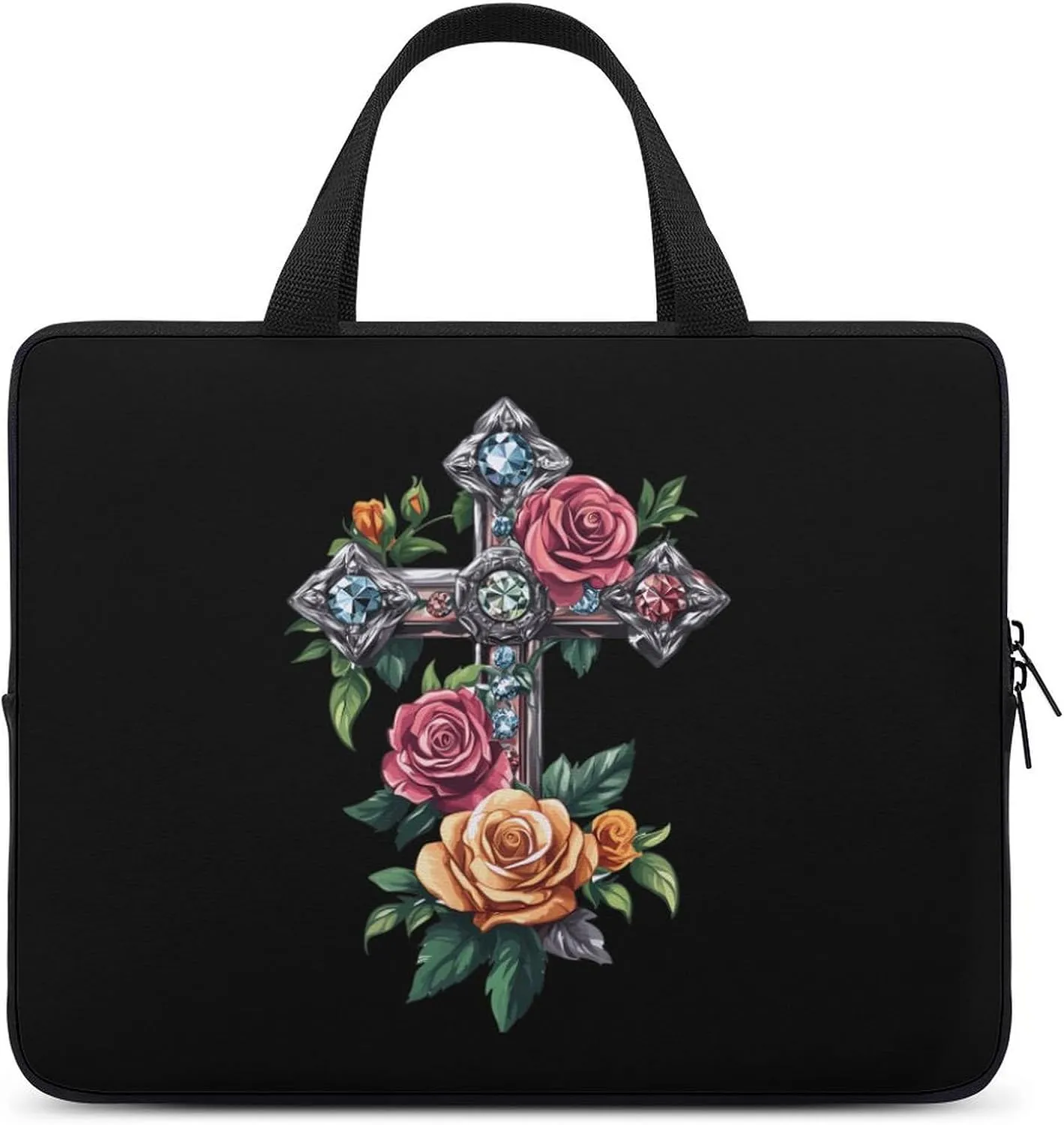 Cross Rose Laptop Case Laptop Bag Laptop Sleeve with Handle Computer Case Carrying Cover 10inch