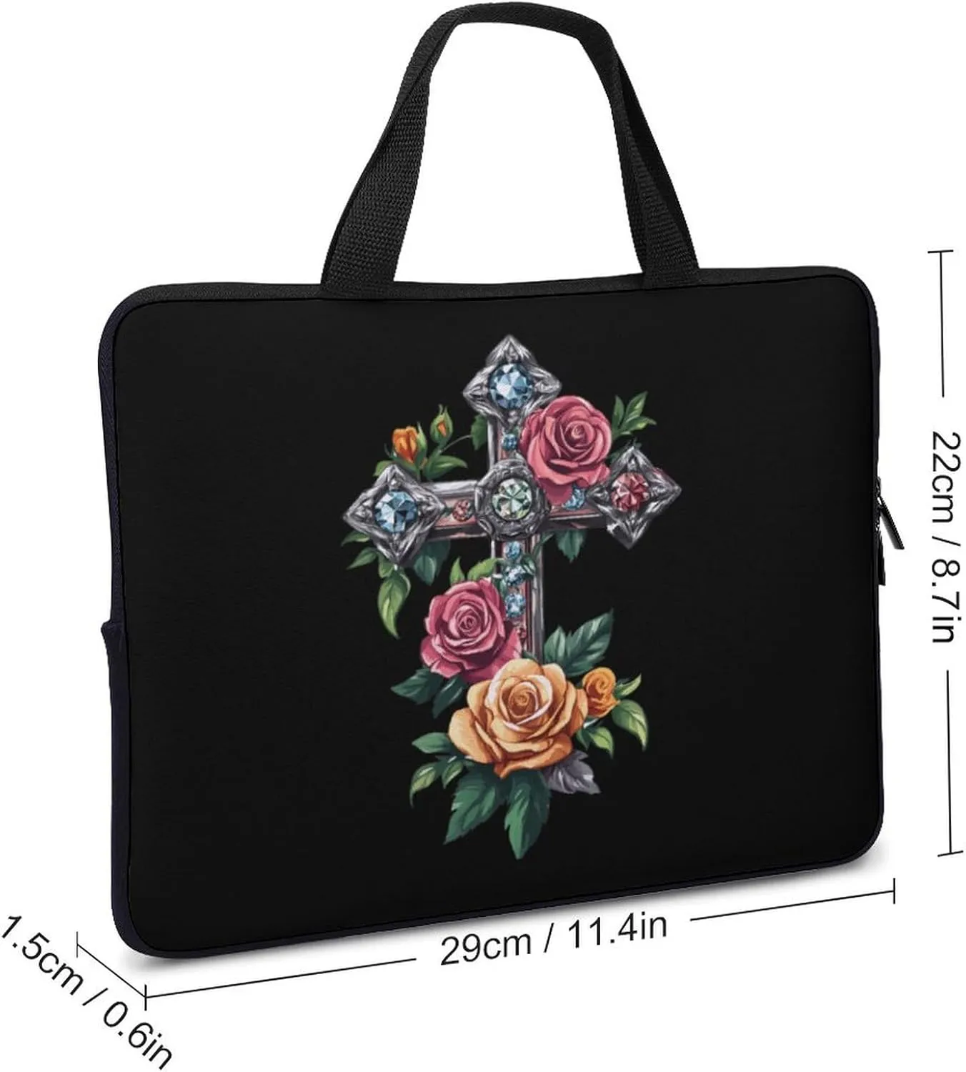 Cross Rose Laptop Case Laptop Bag Laptop Sleeve with Handle Computer Case Carrying Cover 10inch