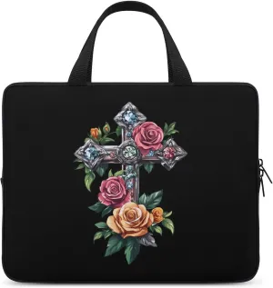 Cross Rose Laptop Case Laptop Bag Laptop Sleeve with Handle Computer Case Carrying Cover 10inch