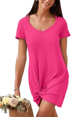 CUPSHE Summer Dresses for Women Short Sleeve Twisted Casual T Shirt Dress Beach Swimsuit Coverup