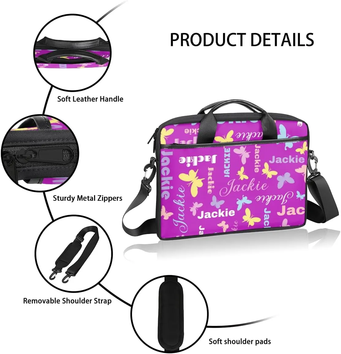 Custom Laptop Bag 15 Inch with Name Personalized Laptop Shoulder Bag Case Briefcases for Women Men Gifts