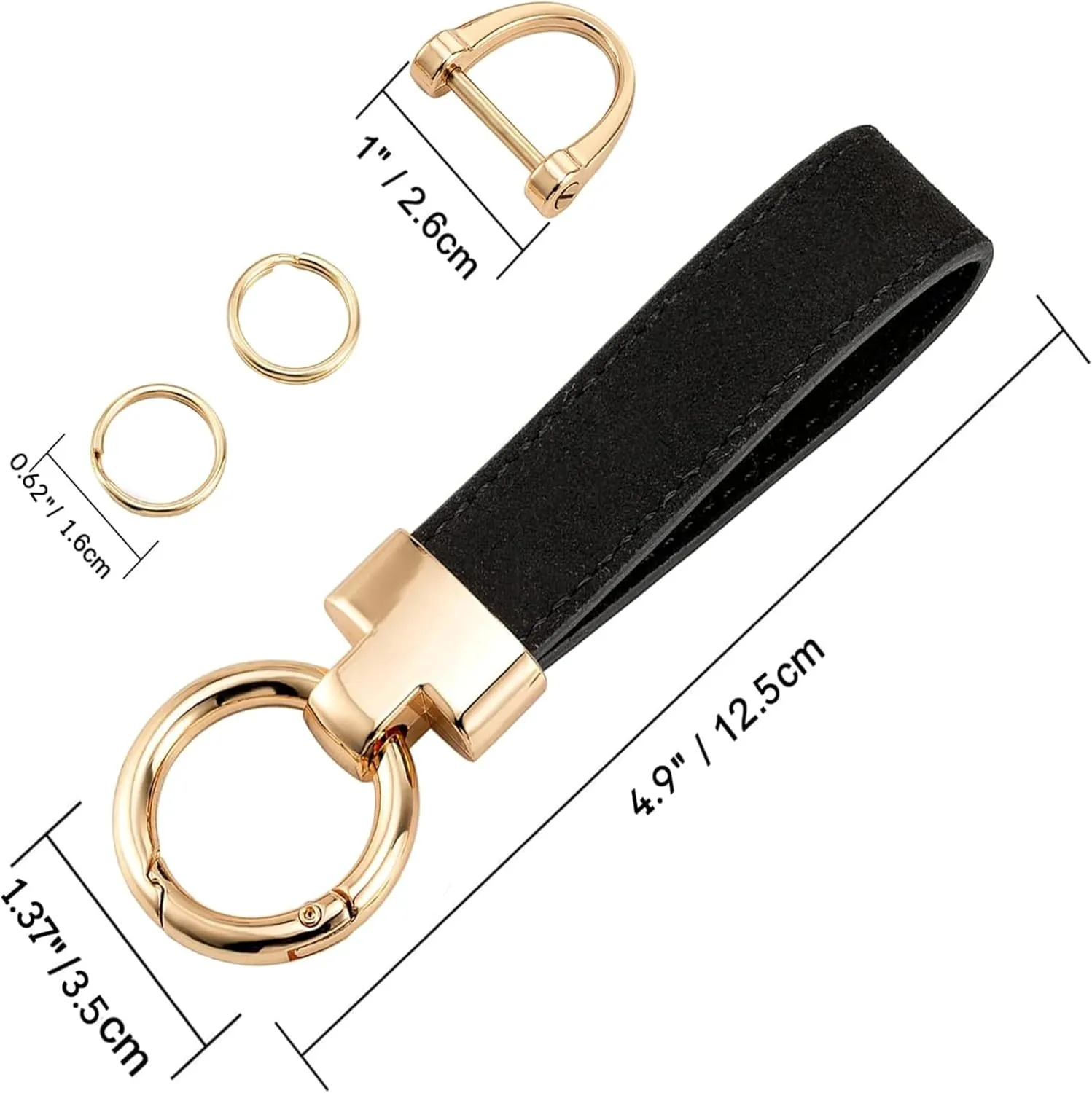 Custom Leather Keychain, Personalized Multifunctional Car Wristlet Keychains with Metal Key Ring