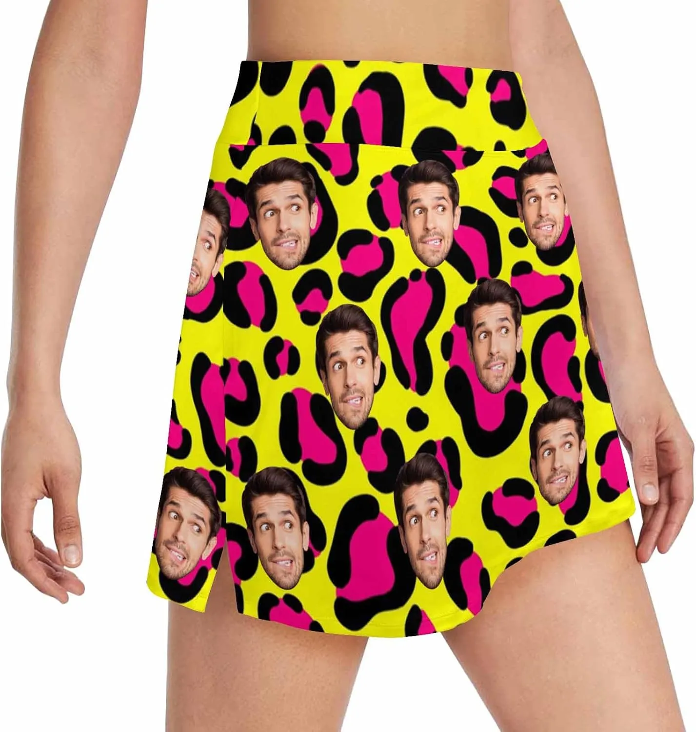 Custom Women's Athletic Skorts with Face Elastic Golf Skirts with Pocket Skort for Sports RunningTraining Workout
