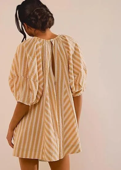 Cute Summer Oversized Romper Women Y2K Bow Tie Front Jumpsuit Shorts Coquette Striped Babydoll Skirt Fairycore Clothes