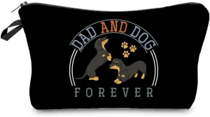 Dachshund Dog Makeup Bag Cute Small Organizer Bag Toiletry Zipper Pouch Dad And Dog Forever Cosmetic Bag Puppy Gifts for Dachshund Dad Dog Lovers Friends