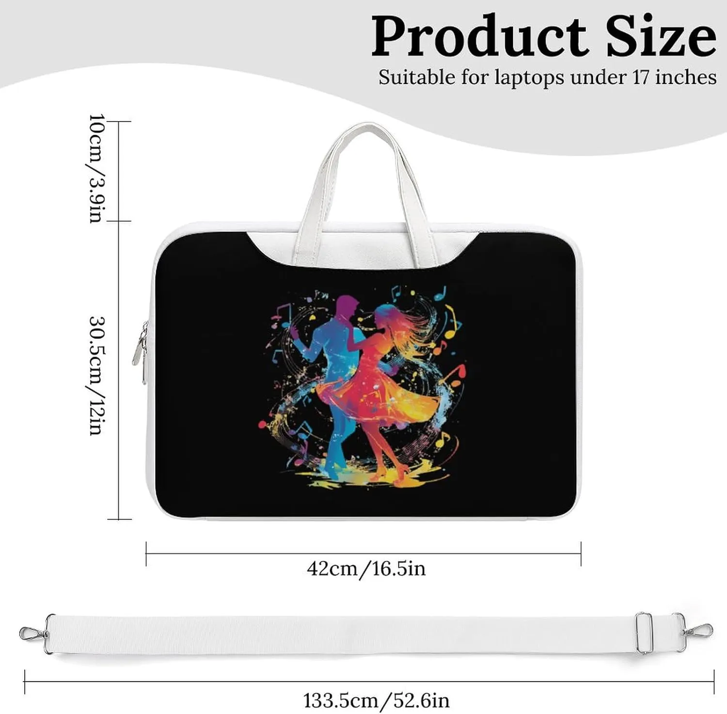 Dancers Dancing to The Music Leather Bag Laptop Case Slim Water Resistant Computer Bags with Handle Briefcase for Work