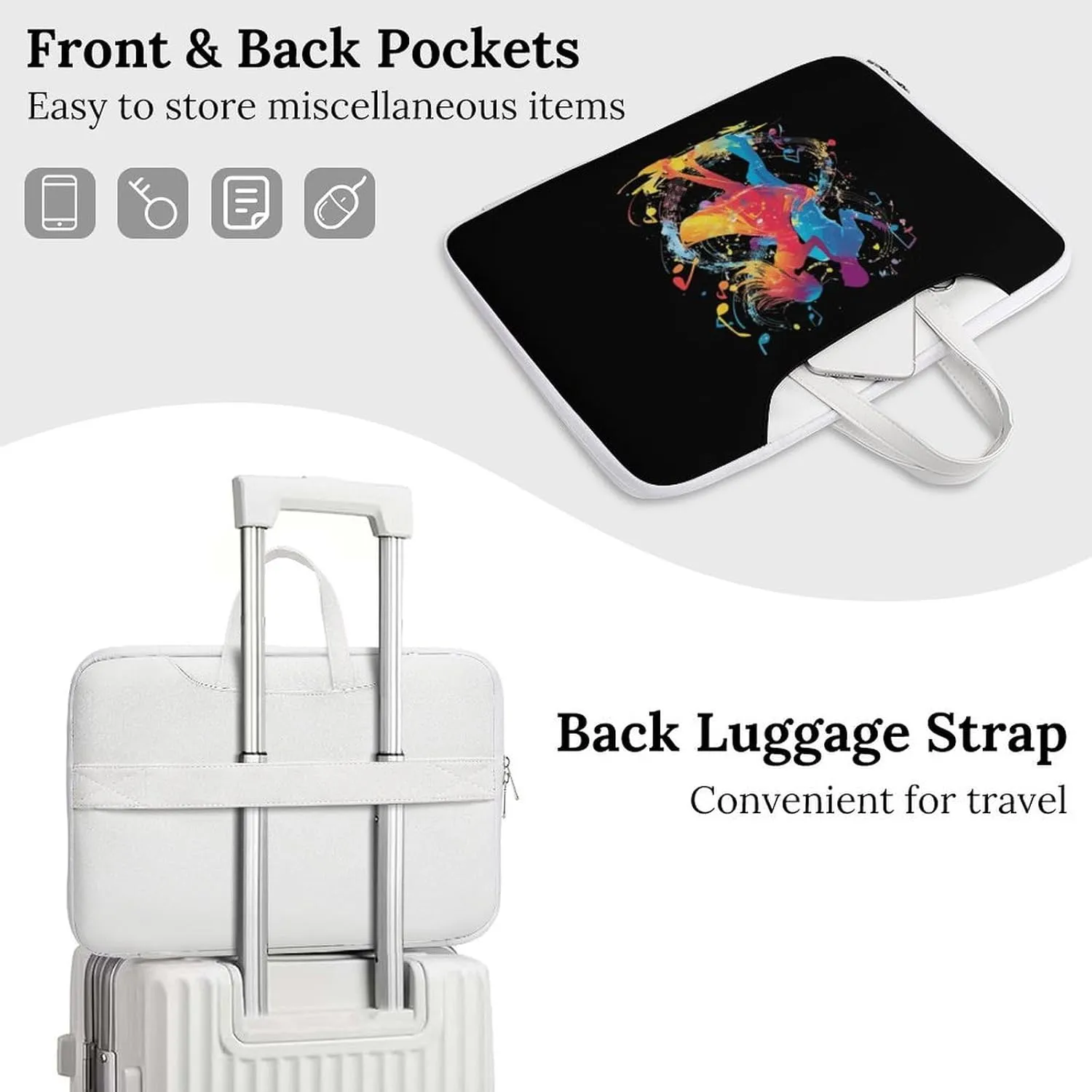 Dancers Dancing to The Music Leather Bag Laptop Case Slim Water Resistant Computer Bags with Handle Briefcase for Work