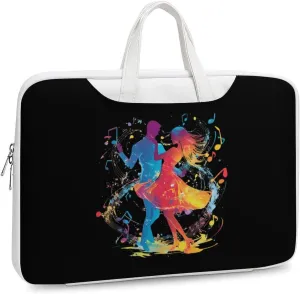 Dancers Dancing to The Music Leather Bag Laptop Case Slim Water Resistant Computer Bags with Handle Briefcase for Work
