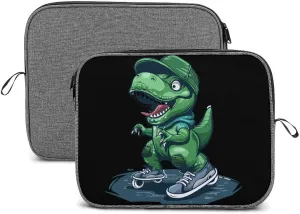 Dino Playing Roller Skate Laptop Bag Protective Laptop Sleeve Bag Briefcase Carrying Case Handbags for Men Women