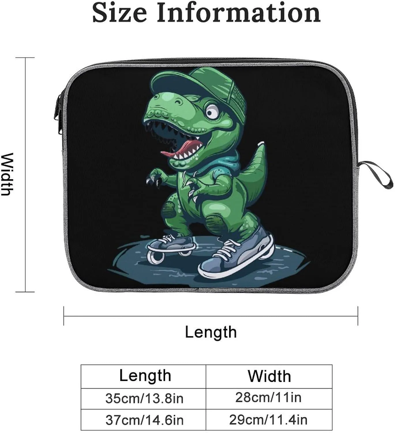 Dino Playing Roller Skate Laptop Bag Protective Laptop Sleeve Bag Briefcase Carrying Case Handbags for Men Women