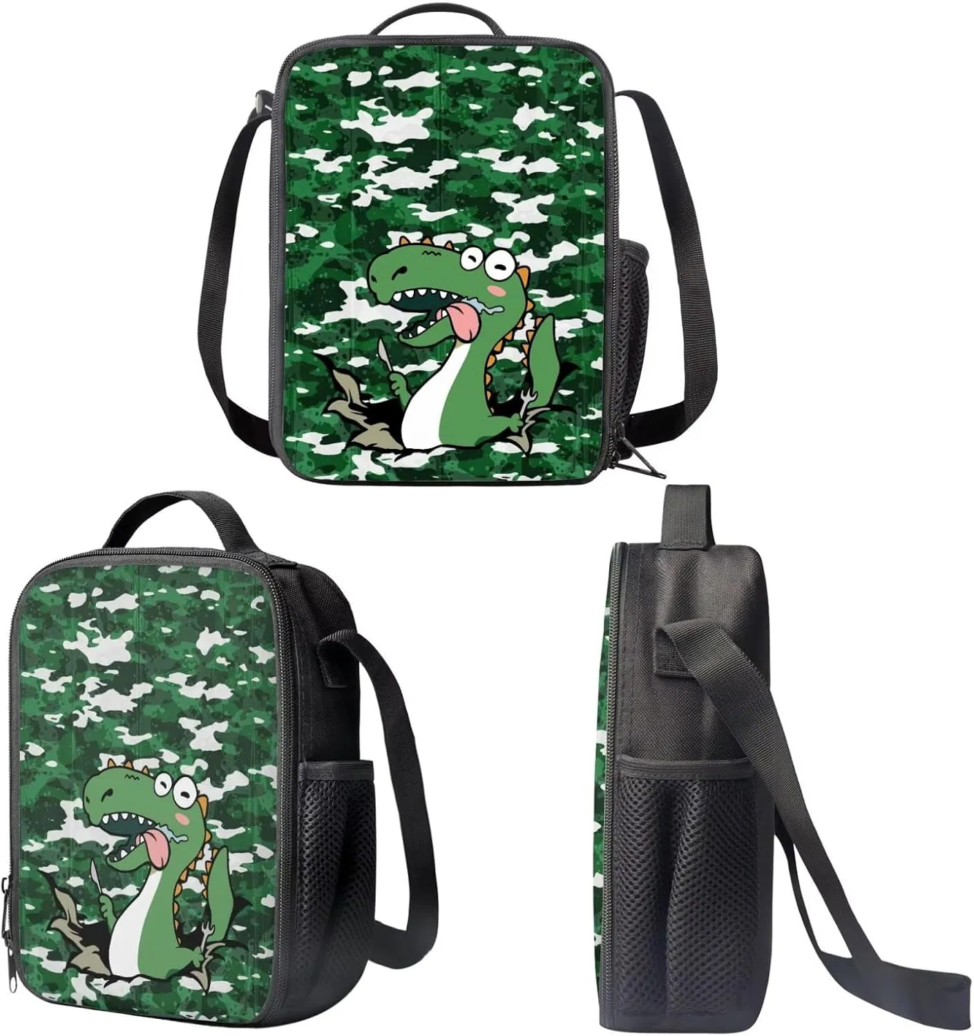 Dinosaur Bookbag 3 in 1 Kids Backpack and Lunch Box Set Boys large capacity Pencil Pouch for Boys Insulated Lunch Bags for School