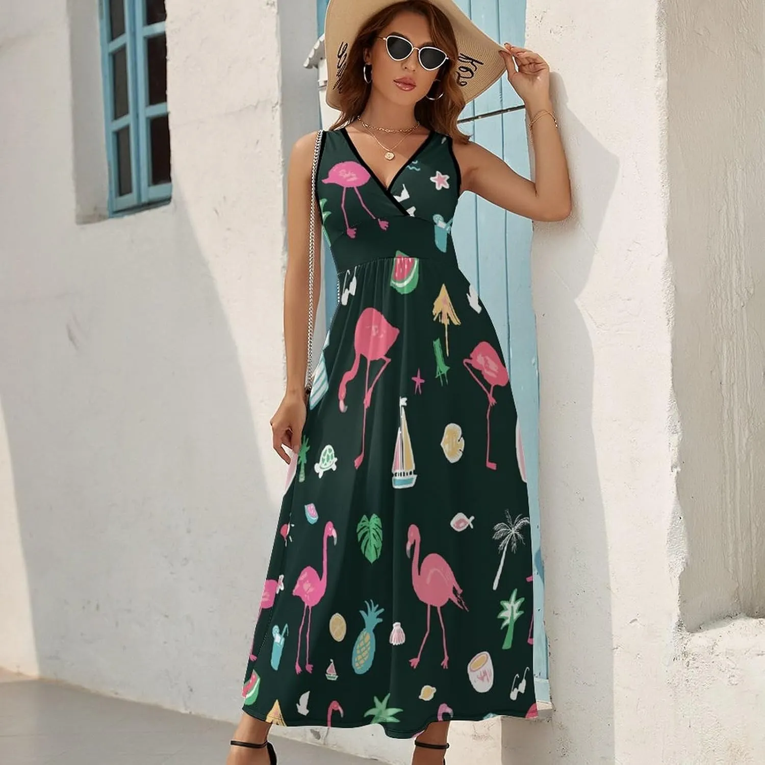 Donnapink Women Casual Sleeveless Dress, Summer Sundresses Skirt with Pockets(S-2XL)