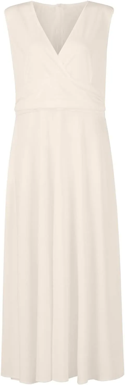 Dresses for Women 2024 Flowy Ruched Wrap V Neck Boho Dress Floral Print Sleeveless Maxi Dress Flowy Beach Dresses