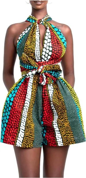 Erinaco Women Sexy Boho African Dress Multi-Way Dress Long Maxi Dress V-Neck Pleated Dress Floral Print
