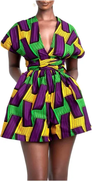 Erinaco Women Sexy Boho African Dress Multi-Way Dress Long Maxi Dress V-Neck Pleated Dress Floral Print