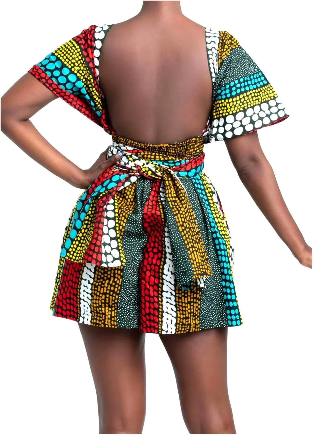 Erinaco Women Sexy Boho African Dress Multi-Way Dress Long Maxi Dress V-Neck Pleated Dress Floral Print