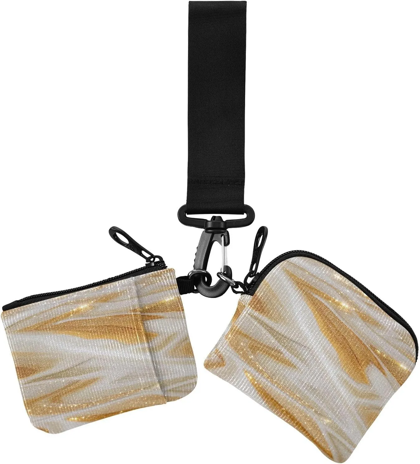 Fake Glitter Marble Grain Yellow Dual Wristlet Wallets for Women Small Detachable Card Money Holder with Zipper Pocket for Travel 2 Packs billeteras para