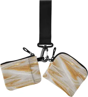 Fake Glitter Marble Grain Yellow Dual Wristlet Wallets for Women Small Detachable Card Money Holder with Zipper Pocket for Travel 2 Packs billeteras para