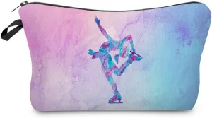Figure Skating Gifts Makeup Bag - Cute Small Organizer Toiletry Zipper Pouch - Cosmetic Bag Birthday Gift for Skaters, Women, Lovers, Learners