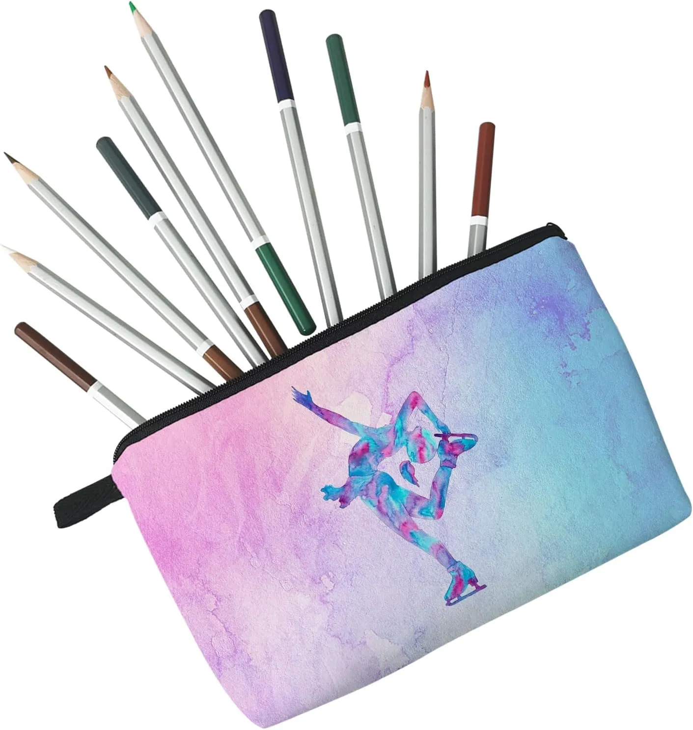 Figure Skating Gifts Makeup Bag - Cute Small Organizer Toiletry Zipper Pouch - Cosmetic Bag Birthday Gift for Skaters, Women, Lovers, Learners