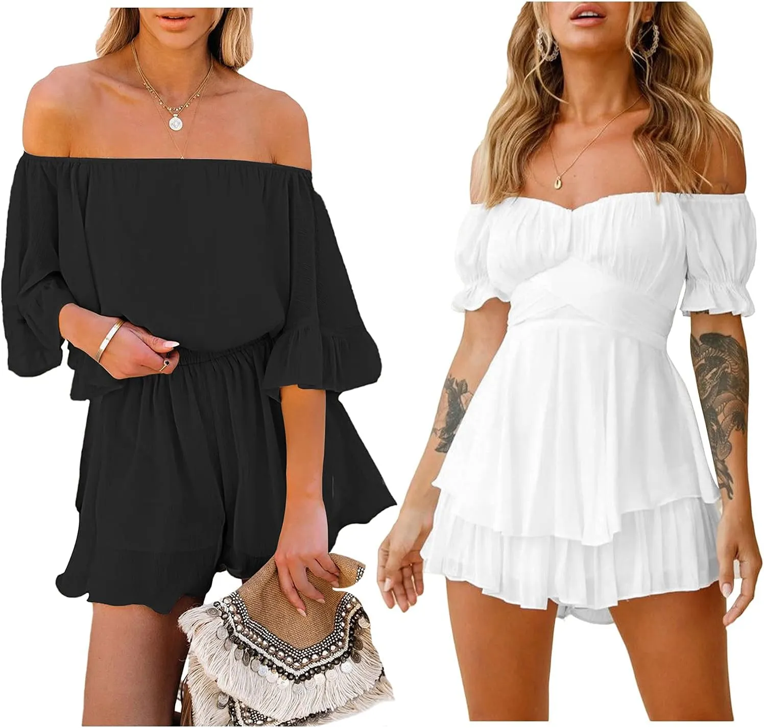 Fixmatti Women Summer Chiffon Rompers palysuits Shorts Jumpsuits