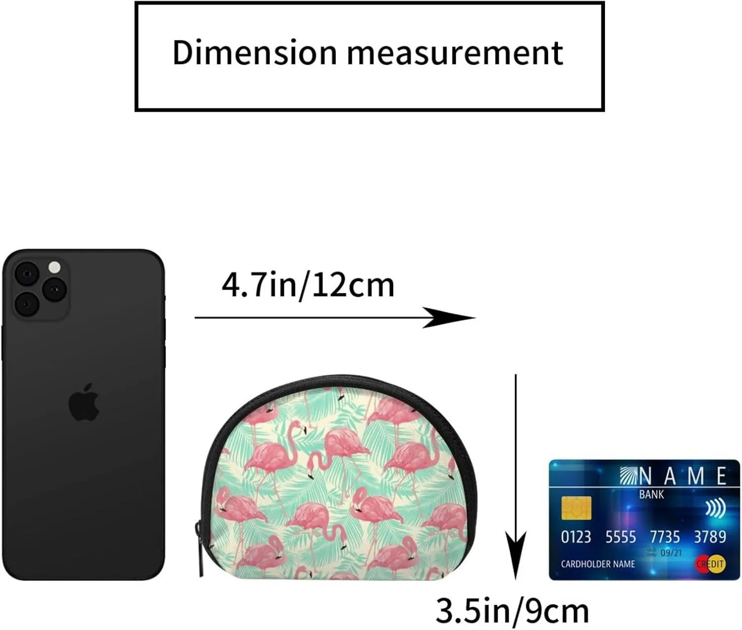 Flamingo Tropical Palm Coin Purse Mini Wallet Change Pouch Key Holder Zipper Small Cosmetic Makeup Storage Bags