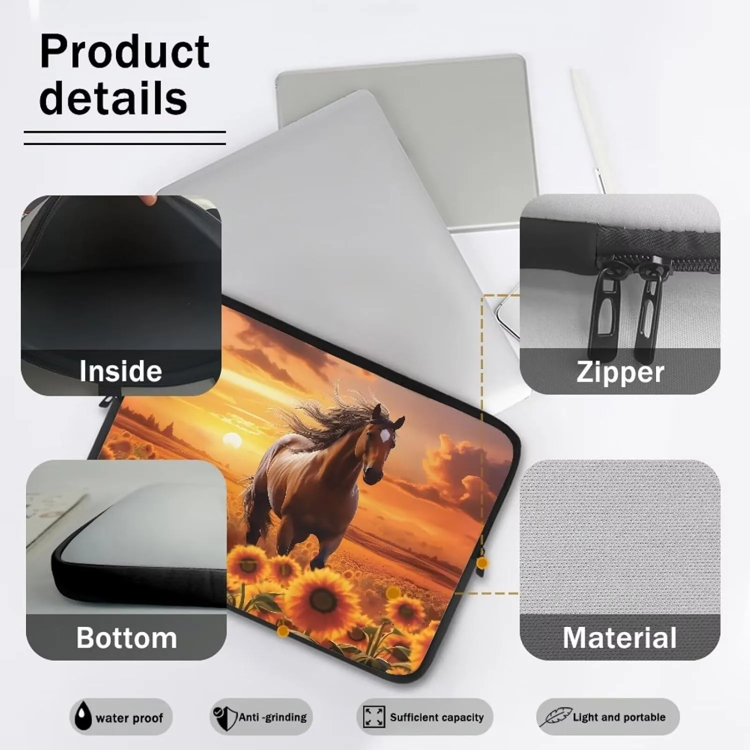 FOR U DESIGNS Laptop Carrying Case Bag Men's Computer Bag Durable Water-Repellent Business Briefcases