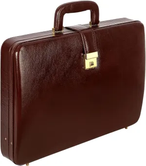 Full Grain Leather Briefcase Attache Case For Unisex Size L17xW3xH12 Inches Briefcase Bag (Italian Leather Brown)