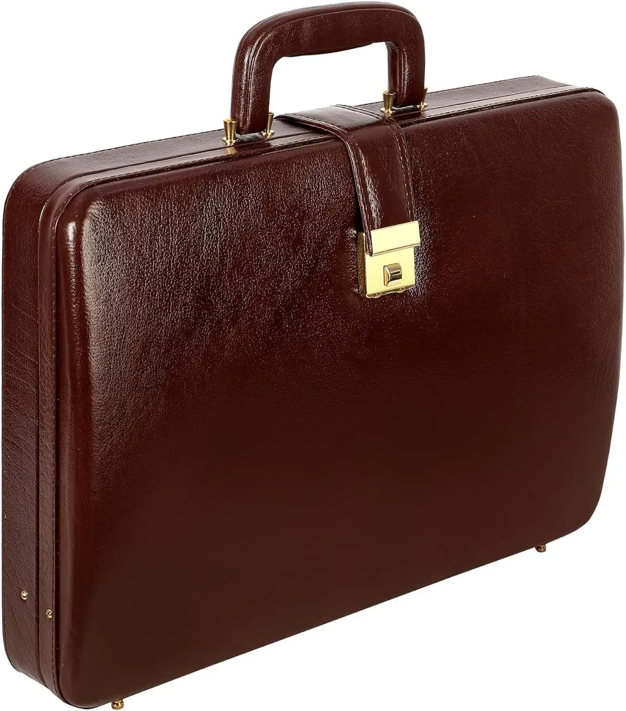 Full Grain Leather Briefcase Attache Case For Unisex Size L17xW3xH12 Inches Briefcase Bag (Italian Leather Brown)