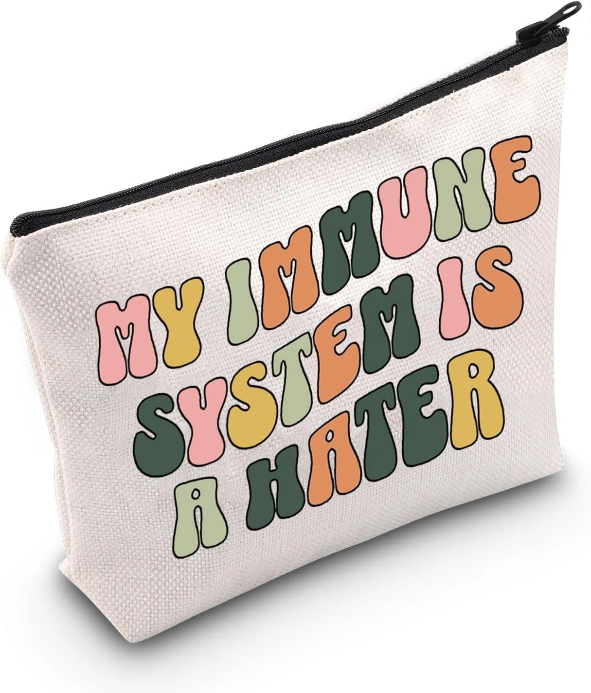 G2TUP Chronic Illness Makeup Bag Chronic Illness Gift Invisible Illness Gift My Immune System Is A Hater Zipper Pouch (Immune System)