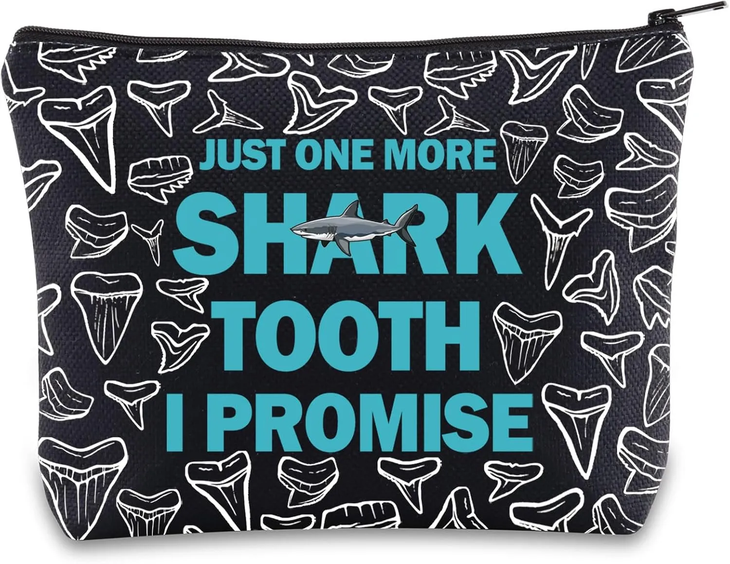 G2TUP Shark Tooth Lover Makeup Bag Shark Tooth Gift Just One More Shark Tooth I Promise Shark Tooth Collector Zipper Pouch (Shark Tooth)