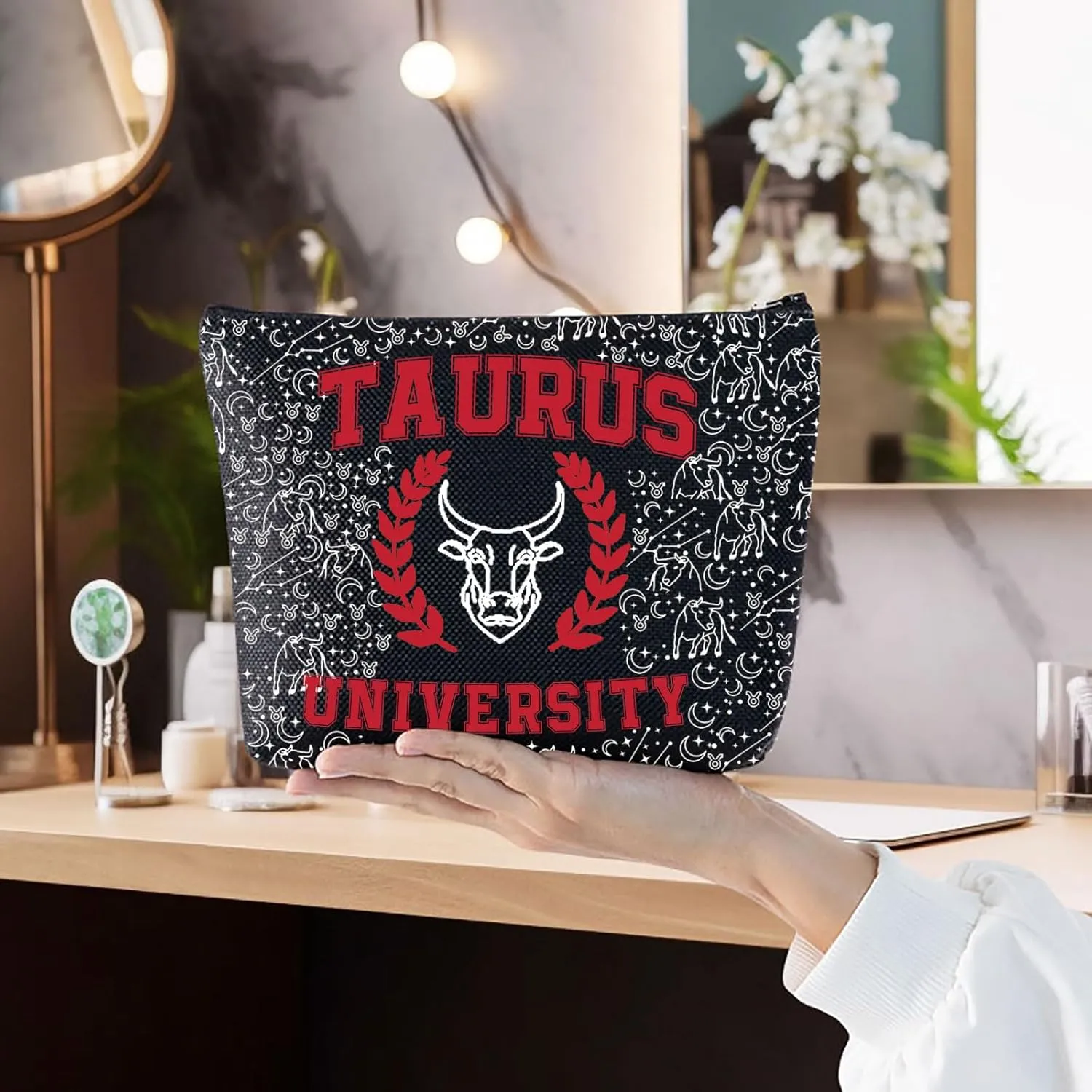 G2TUP Zodiac University Taurus Makeup Bag Horoscope Zodiac Taurus Gifts 12 Constellation Gifts Taurus Merchandise Astrology Zipper Bag (Taurus)