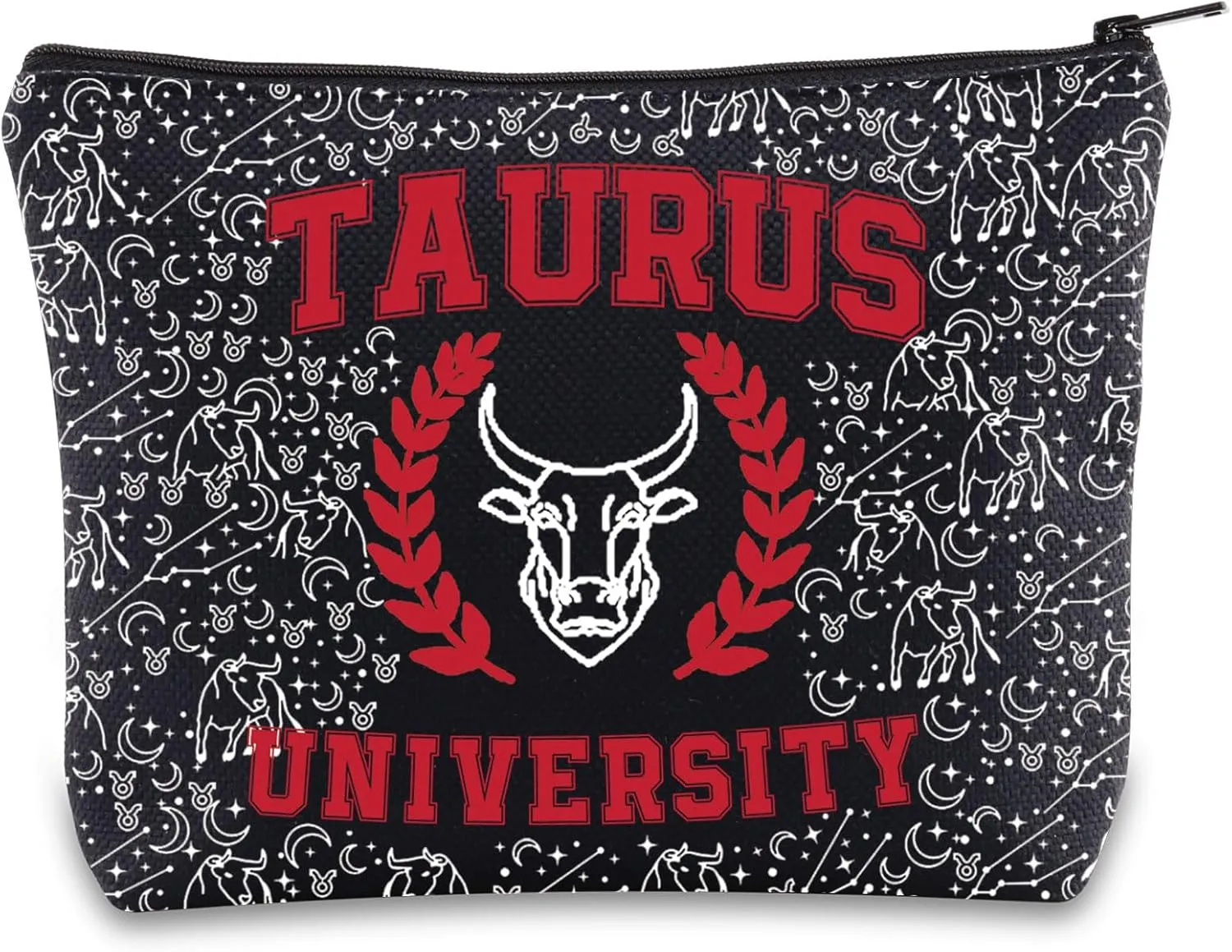 G2TUP Zodiac University Taurus Makeup Bag Horoscope Zodiac Taurus Gifts 12 Constellation Gifts Taurus Merchandise Astrology Zipper Bag (Taurus)