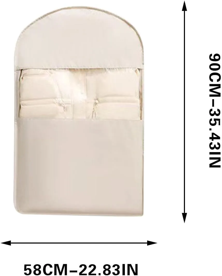 Garment Bag for Travel Hanging Clothes, Suit Bag with Self Compression Zipper, Space Saver Closet Storage Organizer for Dress, Coat, Shirts, Down Jacket (Beige, 36'')